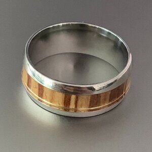 Stainless Steel Wood print ring (Made in Italy)